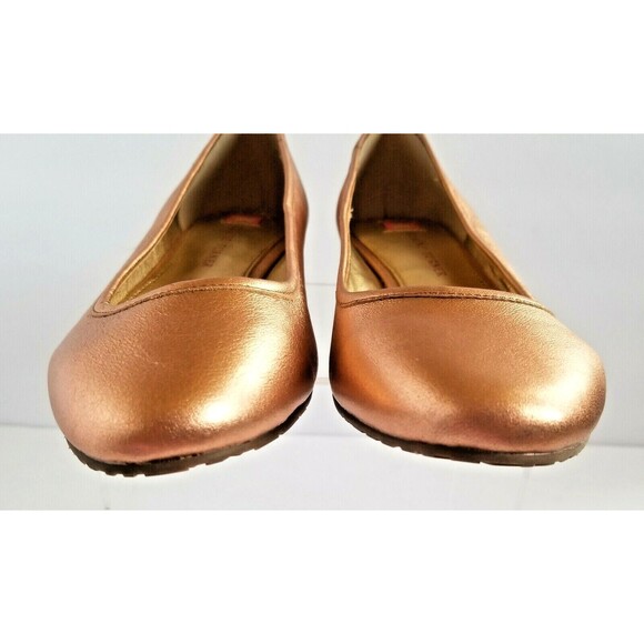 ELAINE TURNER Paige Leather Ballet Flats Sz 6 36 Metallic Rose Gold Slip On - Picture 10 of 12